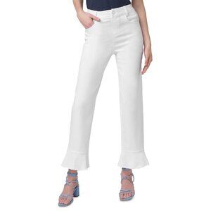 NWT Hue Women's Ruffled-Hem Denim Skimmer Leggings - White